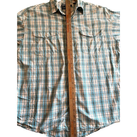 Panhandle Long Sleeve Button Up‎ Men's Large Slim Fit Pearl Snap Shirt Cream - Picture 6 of 7